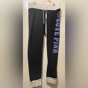 Victoria's Secret Pink Yoga Pants - Black and Cream with Purple Print